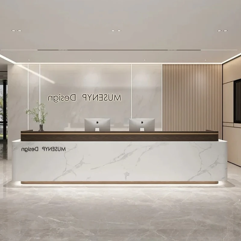 

Deep Storage Front Desk Reception Counter Modern Classic Luxury Reception Desk Beauty Salon Mostrador Recepcion Office Furniture