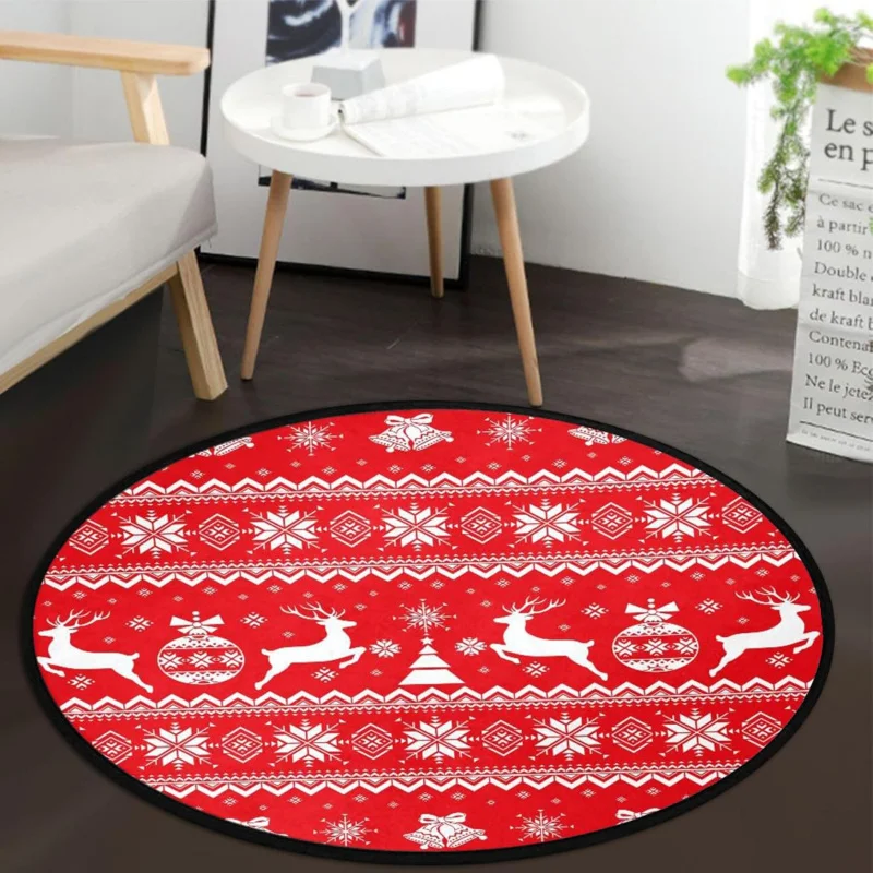 Sapin de Noël Rond et Tapis GYcarpet, Chambre à Coucher, Salon, Jeu, Non ALD, Sol Virus, Décoration de la Maison, 75x75cm