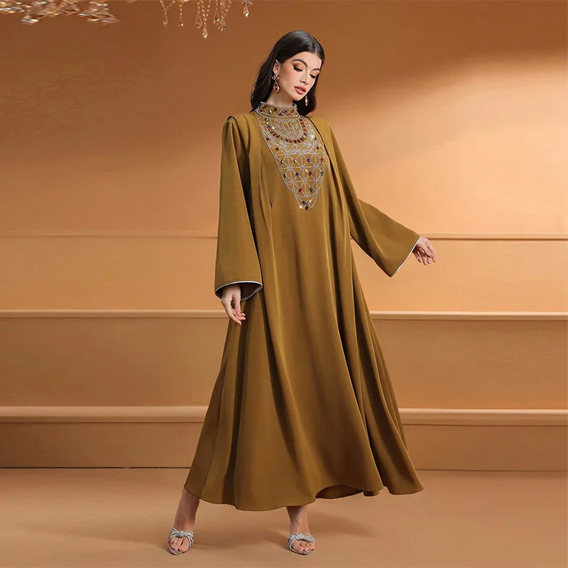 

Eid Muslim Abaya Dress Women Party Kaftan Vestidos Diamonds Ramadan Jalabiya Islam Morocco Dresses Dubai Abayas Arab Long Robe