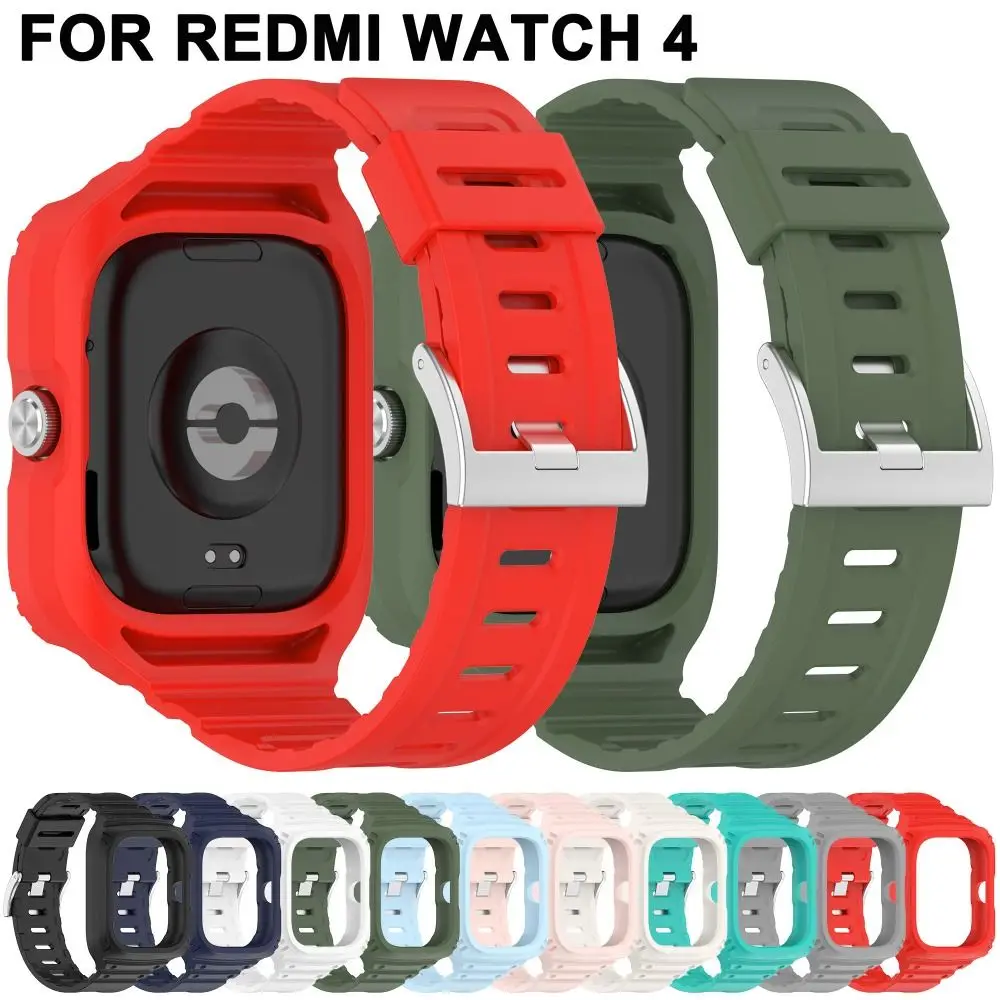 Étui de remplacement souple + bracelet en silicone, bracelet de montre en silicone intégré, bracelet de montre intelligente pour Redmi Watch 4