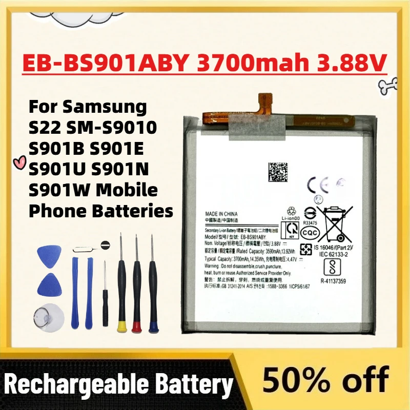 

Large Capacity EB-BS901ABY 3700mah 3.88V Battery for Samsung S22 SM-S9010 S901B S901E S901U S901N S901W Mobile Phone Batteries