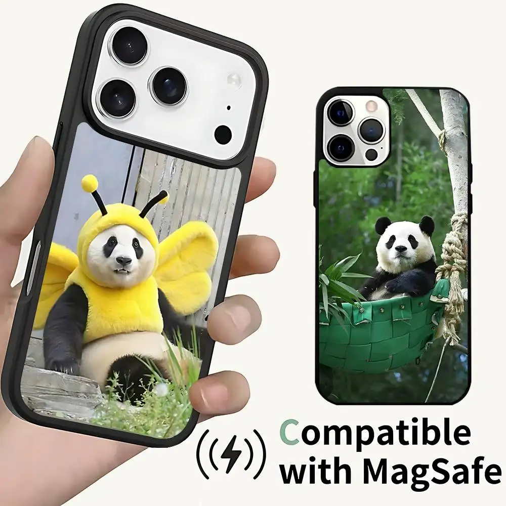 

F-Fubao family Cute Panda Phone Case For iPhone 17,16,15,14,13,12,11,Pro,Max,Plus,Mini,SE4,E Magnetic Magsafe Wireless Charging