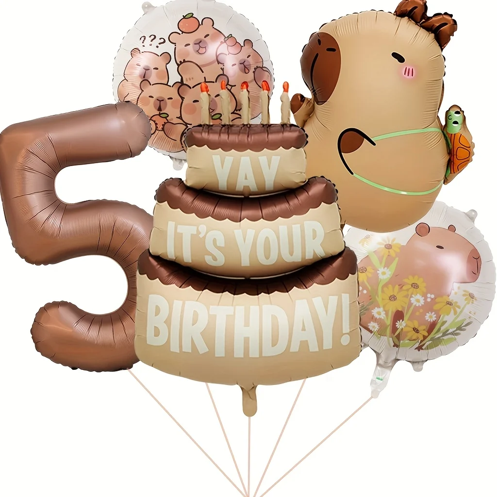 1 Set Cartoon-Tier Capybara-Thema Geburtstagstorten-Ballon-Banner Kinderparty-Dekorationen Zahlen-Folienballon Babyparty-Geschenke