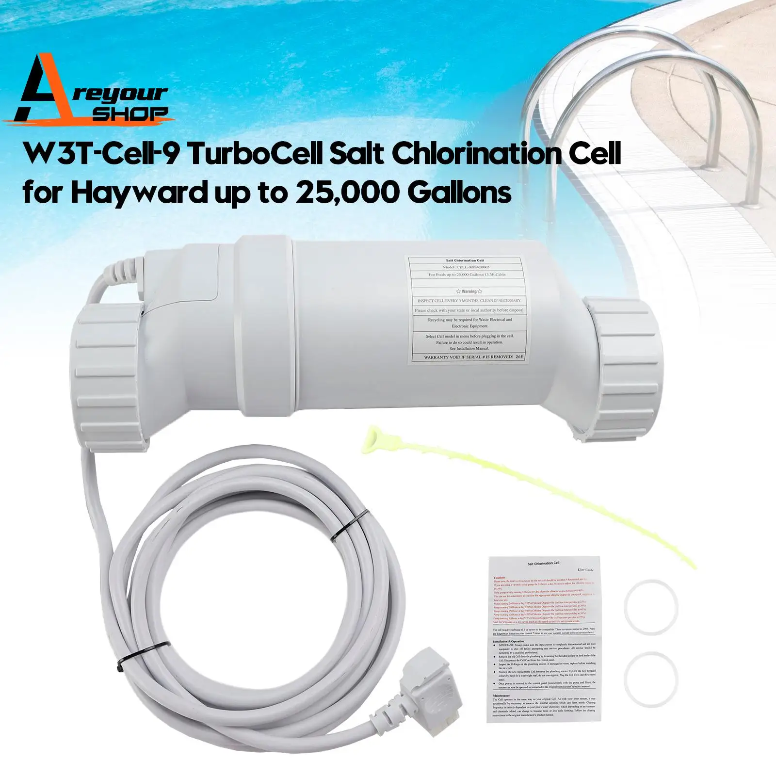 

W3T-Cell-9 TurboCell Salt Chlorination Cell for Hayward up to 25000 Gallons