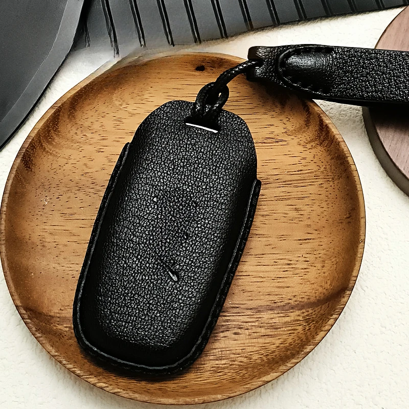 

Simple Style Black Goat Leather Car Remote Key Case Cover for Hong Qi H5 HS5 Elegant and Graceful High Fashion