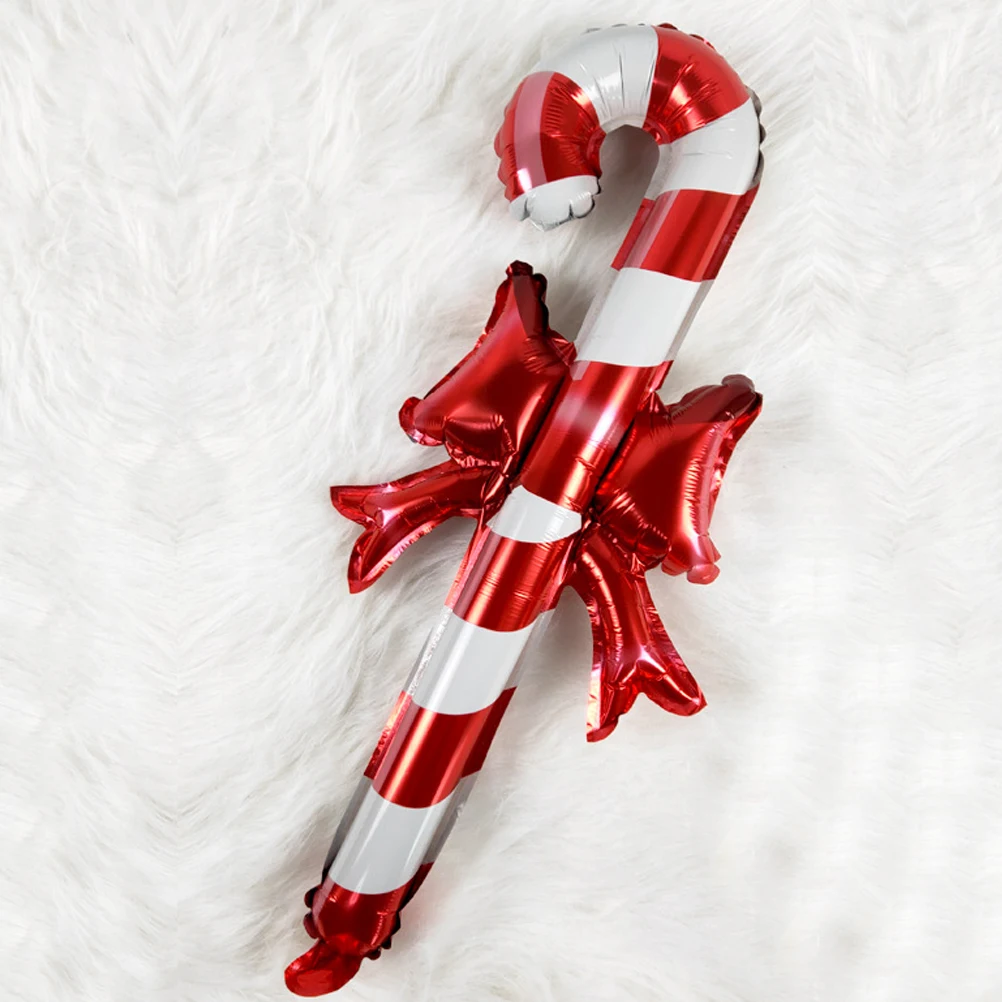 

6 Pcs Cane Balloons 24 Inch Inflatable Stick H Held White Aluminum Foil Christmas Party Supplies Decorations Novelty Balloon