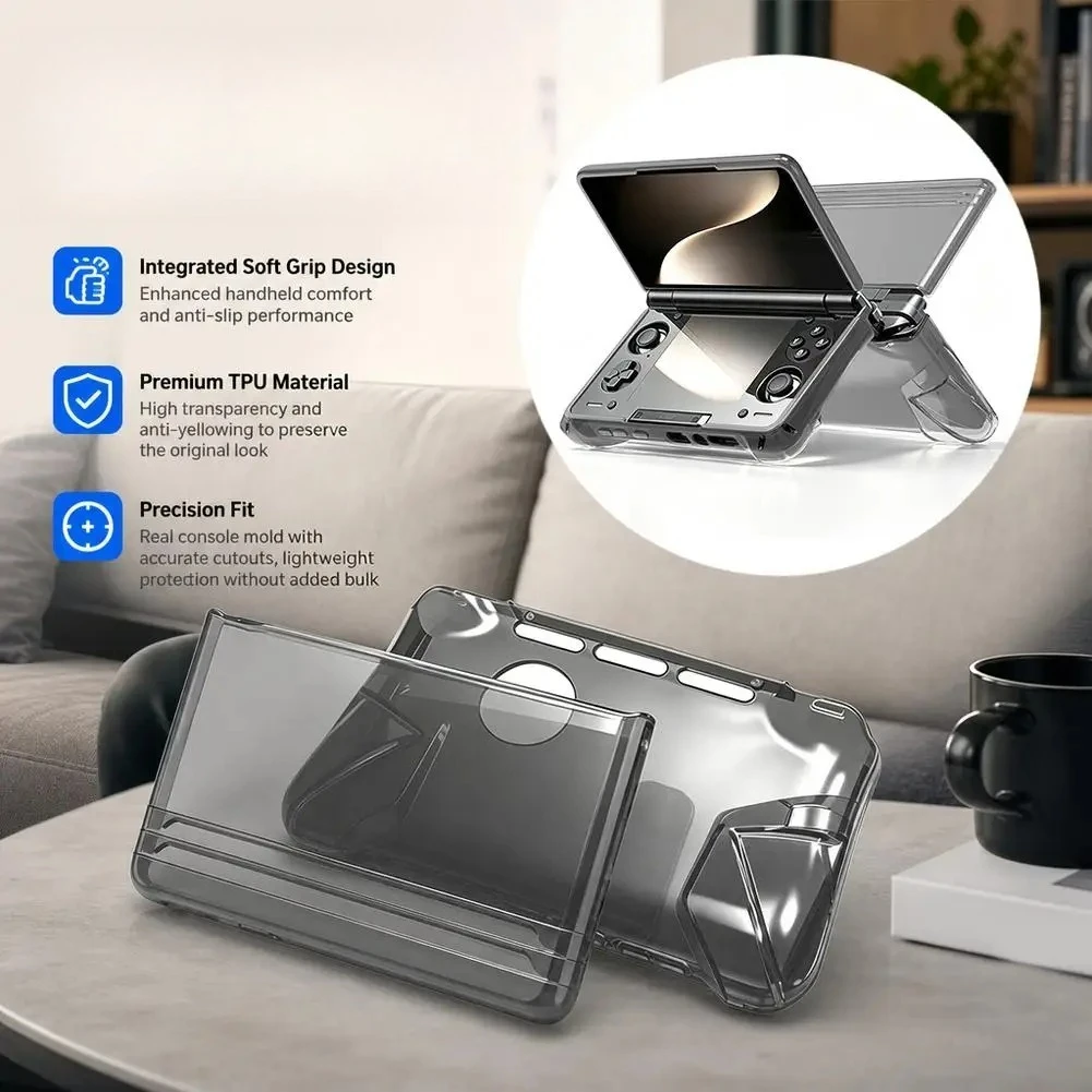 For AYN Thor Protective Case Dual Screen Handheld Protective Cover With Transparent TPU Integrated Soft Handle