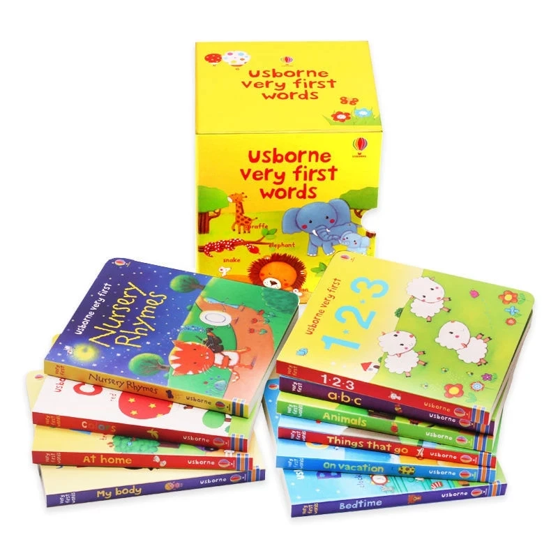 10Pcs/Set English Books Usborne Very First Words Hardcover Board Book Children\'s Enlightenment Educational Toy Picture Textbook