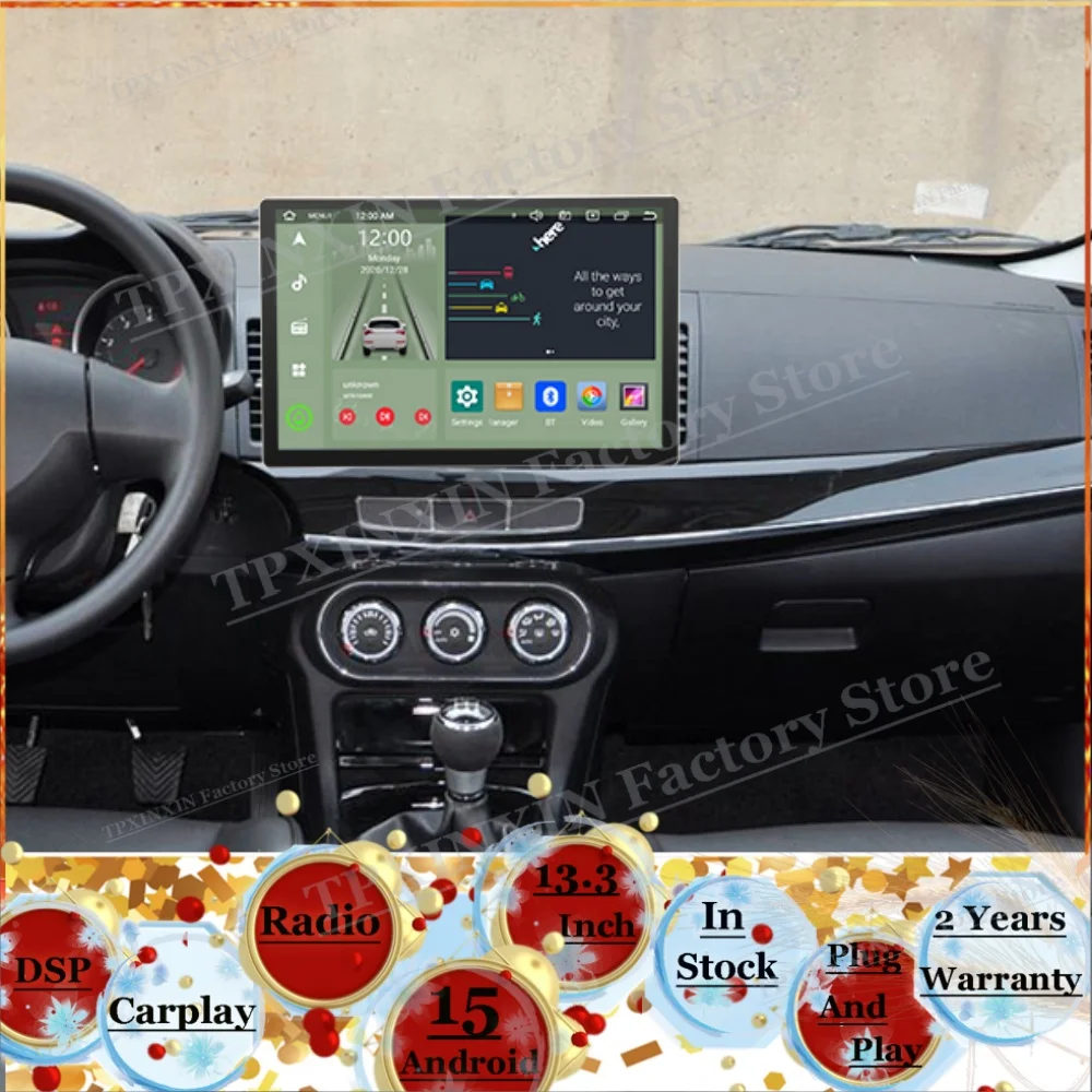 2K HD Screen Android 13 For Mitsubishi Lancer 2007~2015 Multimedia Car Radio GPS Navigation Stereo Stereo Carplay Head Unit