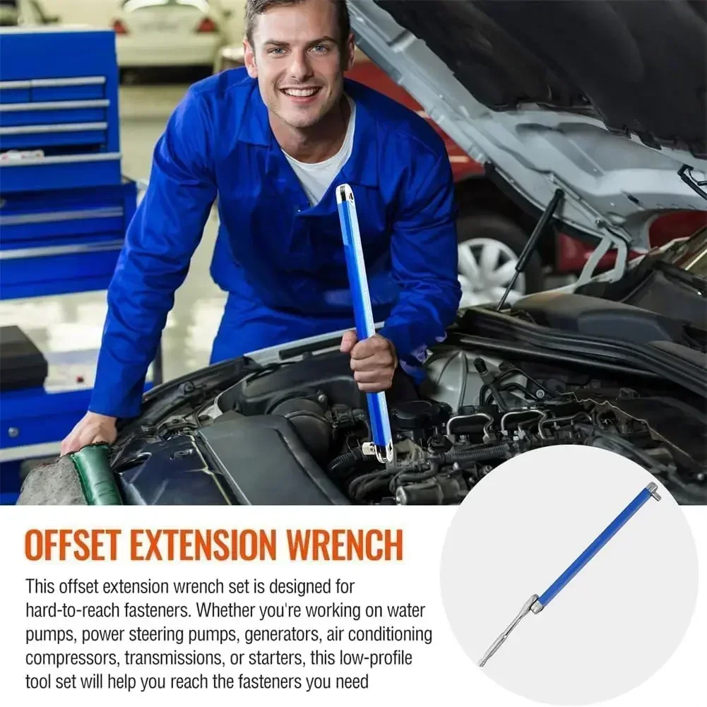 6Sets Professional Zero Offset Extension Wrenc Tight Spaces Extension Tool 1/2 in 1/4 in. 3/8 in Auto Repair Tool Home Tool Set