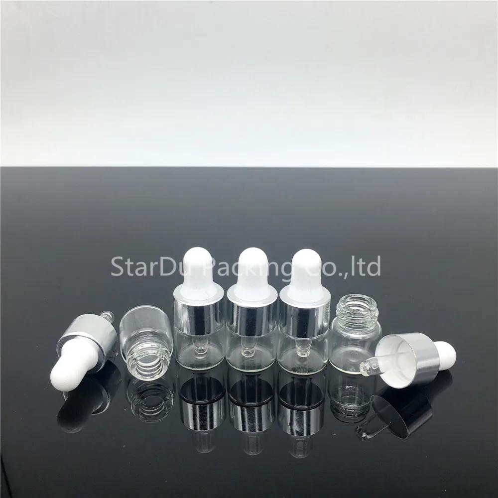 50PCS 1ML ขนาดเล็กขวดหยดแก้วใส 1cc มินิขวดแก้วพร้อม Pipette Dropper สําหรับน้ํามันหอมระเหย