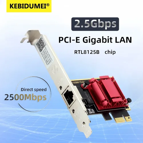 Tarjeta de red PCI-E a RJ45 de 2,5G, Chip RTL8125B, tarjeta de red PCI Express Gigabit Ethernet, 10/100/2500Mbps, 1Gbps/2,5Gbps para PC