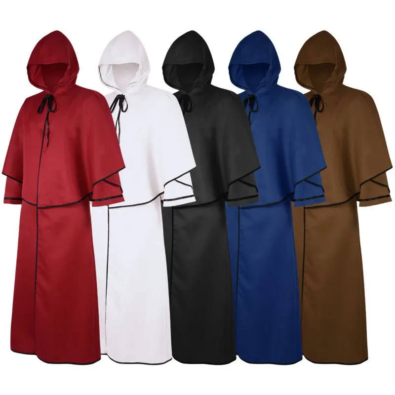 

Medieval Retro Wizard Robe Wizard Death Cloak Cosplay Hero Academia Punk Cos Suits Halloween Cosplay Cloak Hooded For Men Women