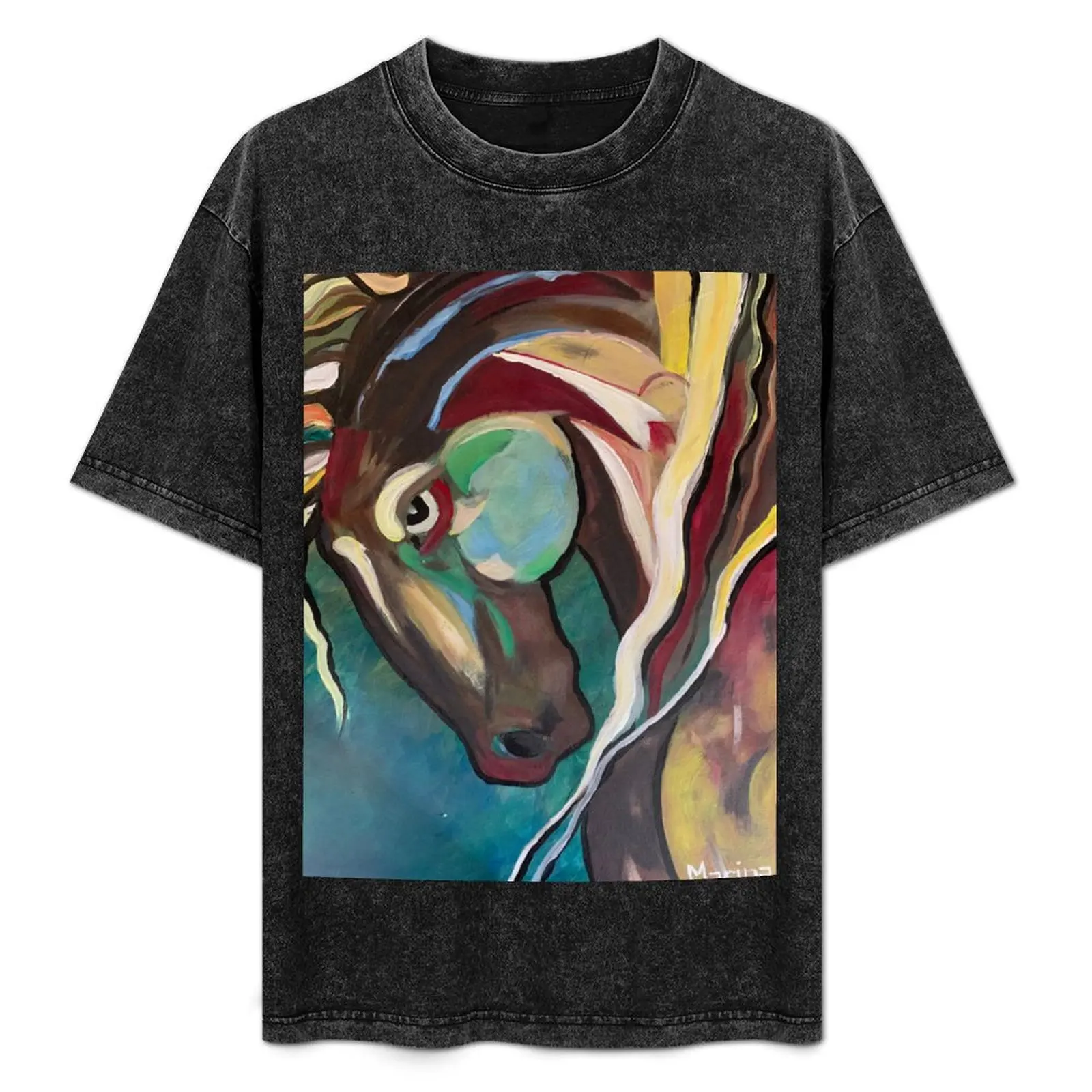 

Футболка в стиле бохо с изображением лошади, повседневная рабочая футболка