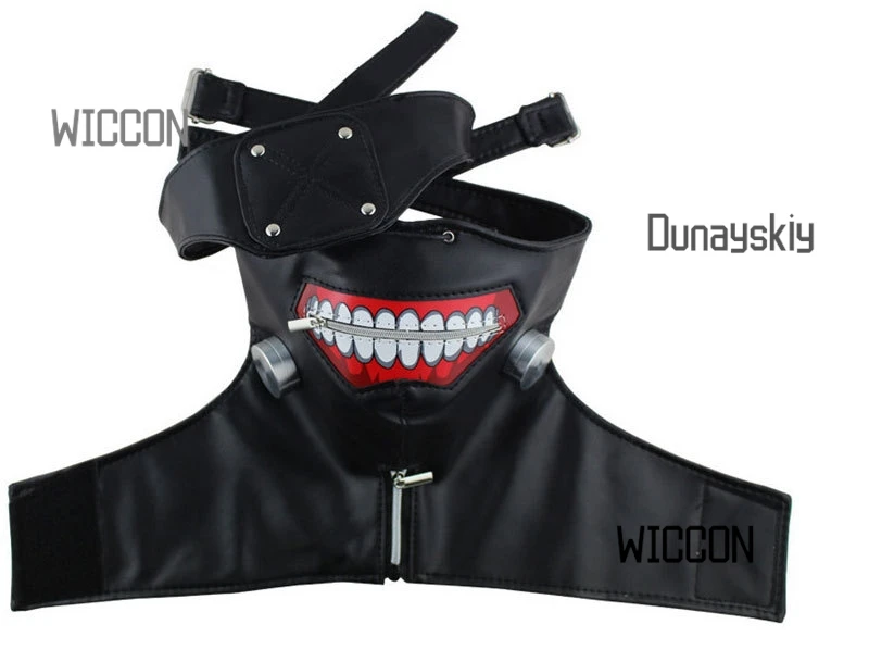 Máscara de cosplay Kaneki Ken – Máscara de Halloween com zíper e boca Kakugan Eye para convenções de anime, crianças ou adultos