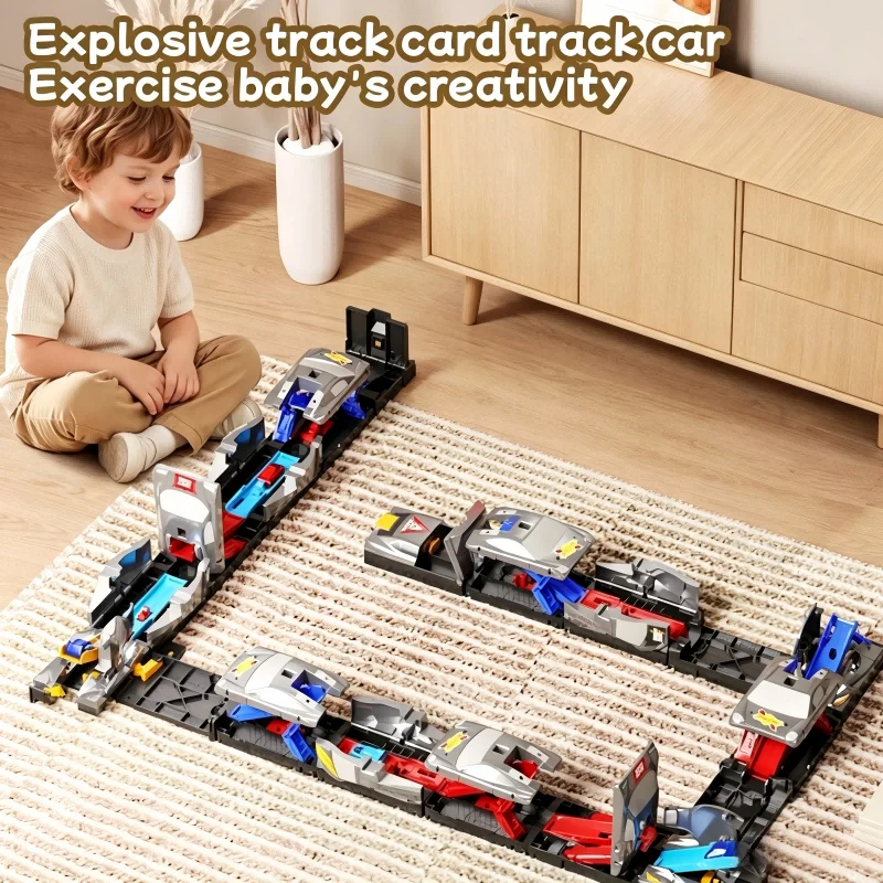 

Ejection deformation sports car rail car building block puzzle assembly toy gift box set boy simulation car