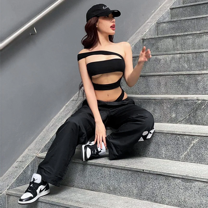 

Women Oversexi Streetwear Jumpsuit Female Y2K Punk Hippie Gothic Hiphop Dance Stage Tops Onesie Romper Lady Nightwear Bodysuit