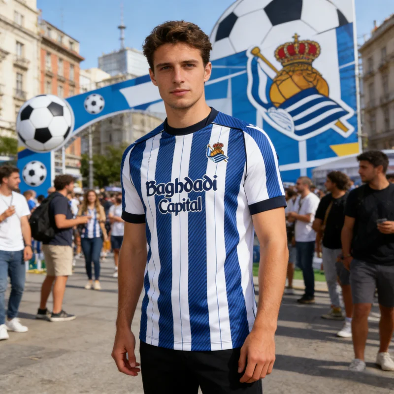 Real Sociedad 26 T-shirt de football domicile et extérieur, T-shirt confortable et respirant, T-shir