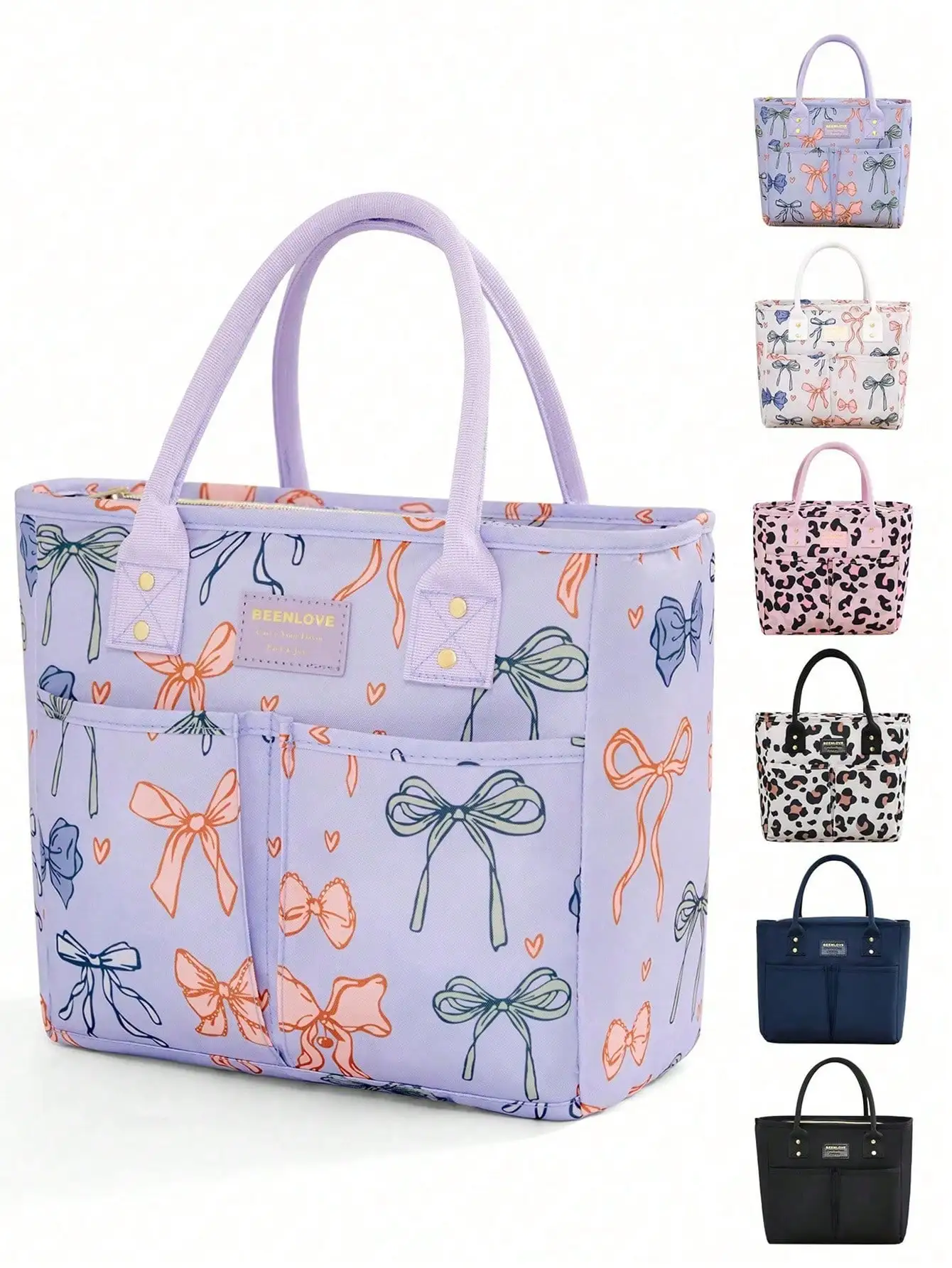 

Большая термосумка с принтом в виде банта, герметичная и устойчивая к пятнам, для обедов, пикников и поездок на работу