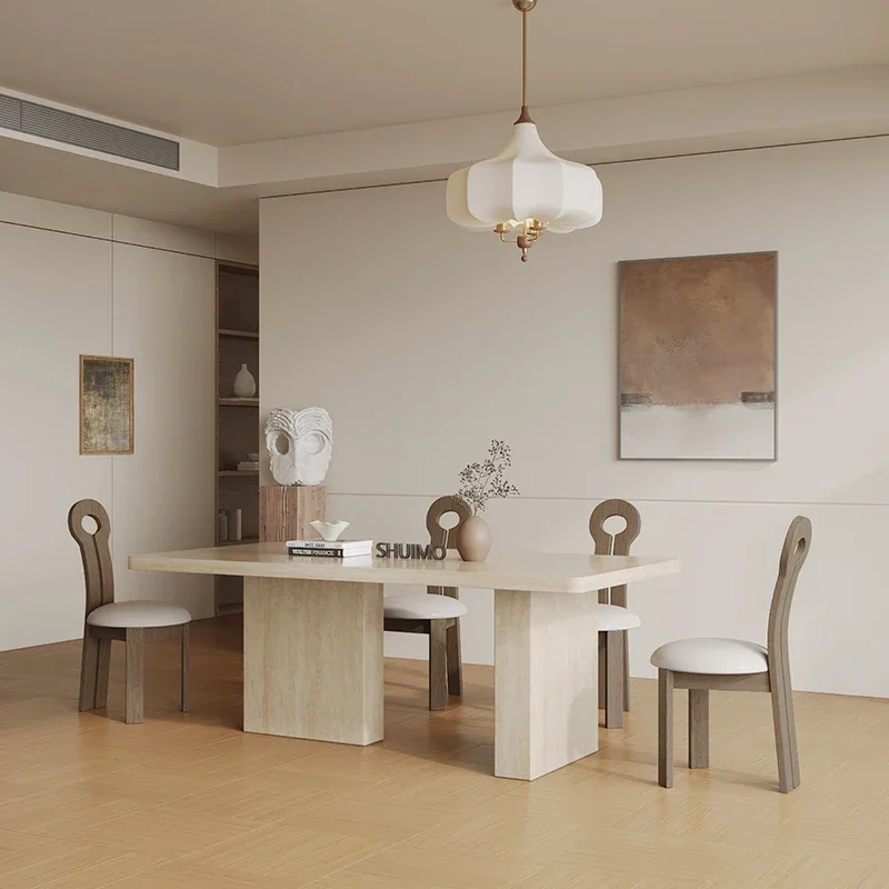 مجموعة طاولة طعام وكرسي من حجر الكهف العتيق، غرفة نموذجية مصممة للمنزل الحديث، طاولة طعام عتيقة #3