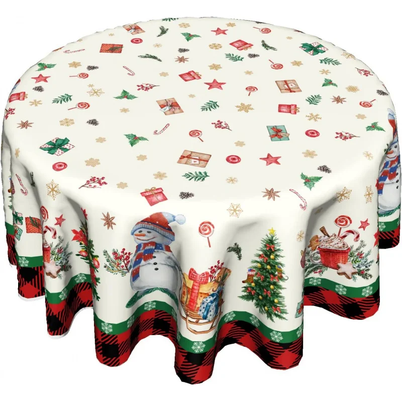 

Merry Christmas Round Tablecloth 60X60cm Winter Snowman Suitable for Holiday Picnic Party Home Decoration