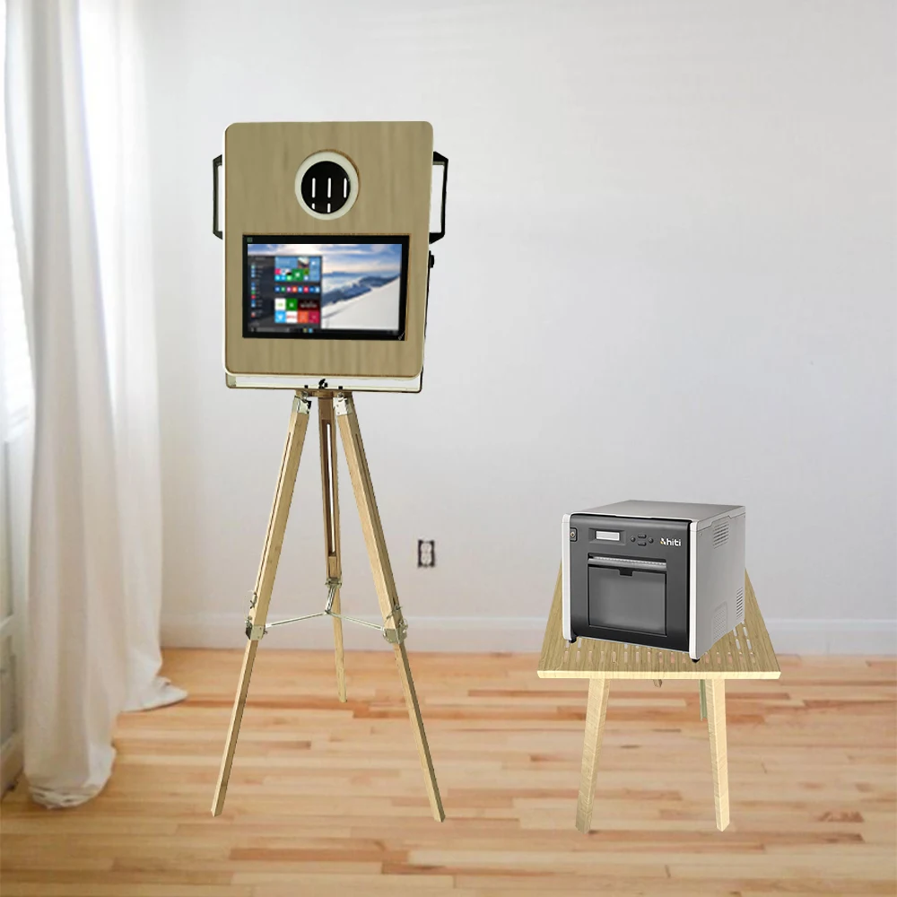 2025 High Quality Portable Photo Booth Machine With Printer Wooden Mirror 2025 Newest Mirror Photo Booth Selfie Led