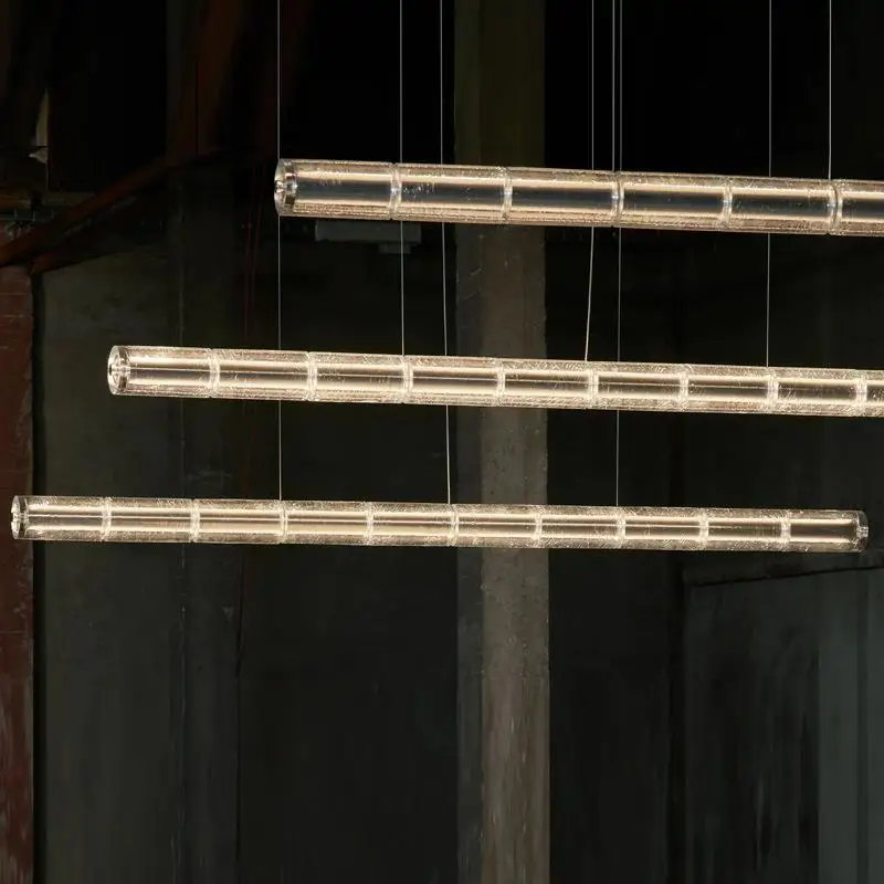 

Italian Designer Luce Orizzontale chandelier Nordic long clear glass pendant lamp kitchen island dining room LED hanging lamp