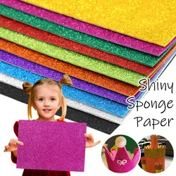 10pcs Flash Thick Sponge Paper Self-adhesive EVA Foam Glitter Color Papers DIY Kids Scrapbooking Craft Party Decor Paper Sticker