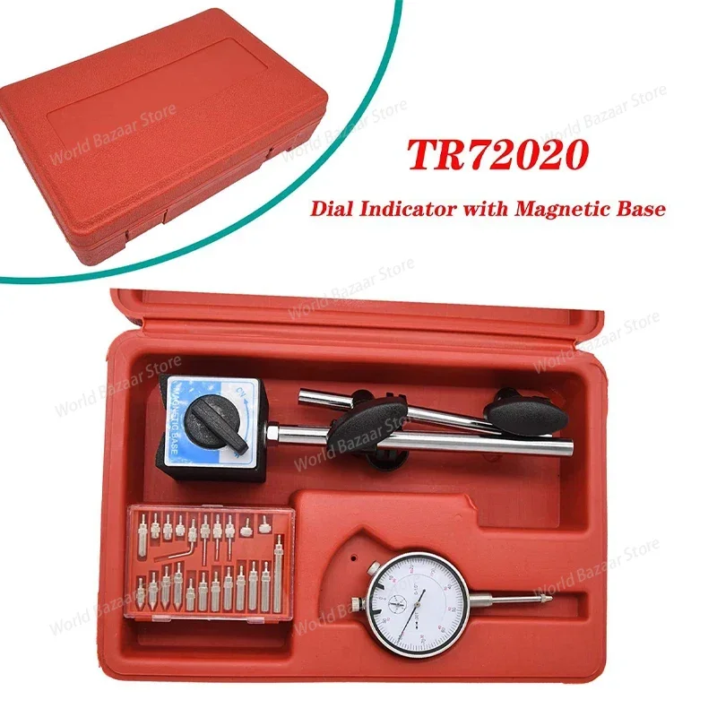 

Циферблатный индикатор с магнитным основанием и набором прецизионного контроля точки Циферблатный тестовый индикатор Длинный рычаг Профессиональный датчик 0–10 мм