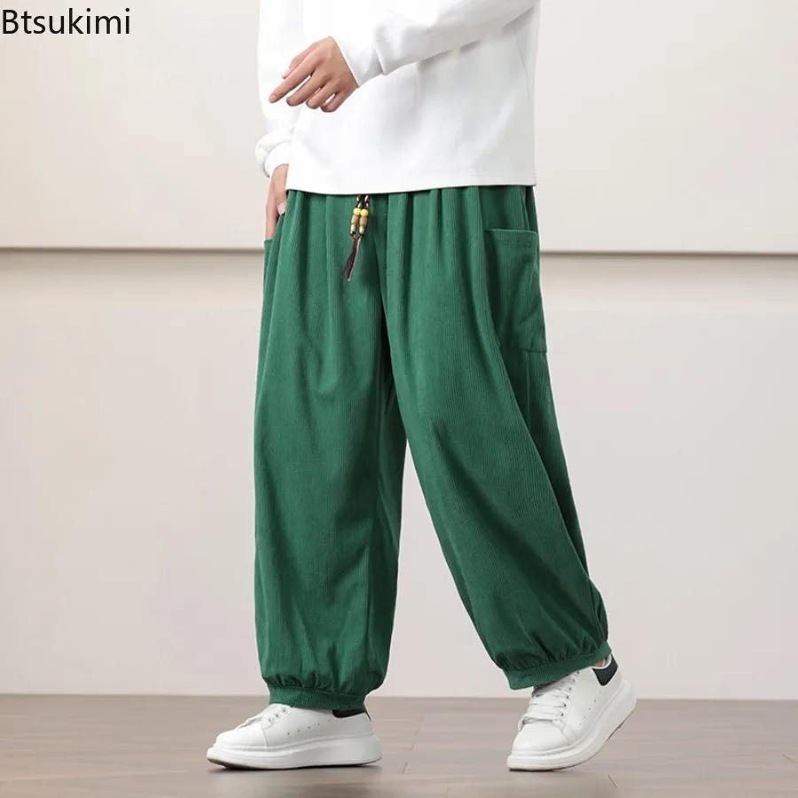 Oversized Men Harem Pants Chinese Style Corduroy Wide Leg Pants Male Baggy Sweatpants Joggers Pants High Quality Casual Trousers