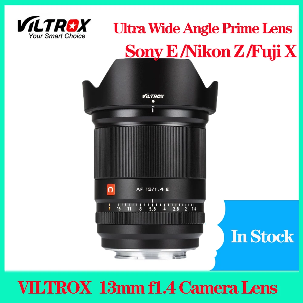 

VILTROX 13mm F1.4 Camera Lens For Sony E Nikon Z Fuji X Mount Large Aperture Auto Focus Ultra Wide Angle APS-C Vlog Camera Lens