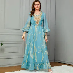 Luxury Dubai Embroidery Abayas for Women Muslim Evening Party Maxi Dress Turkey Kaftan Morocco Islam Jalabiya Caftan Arabic Robe