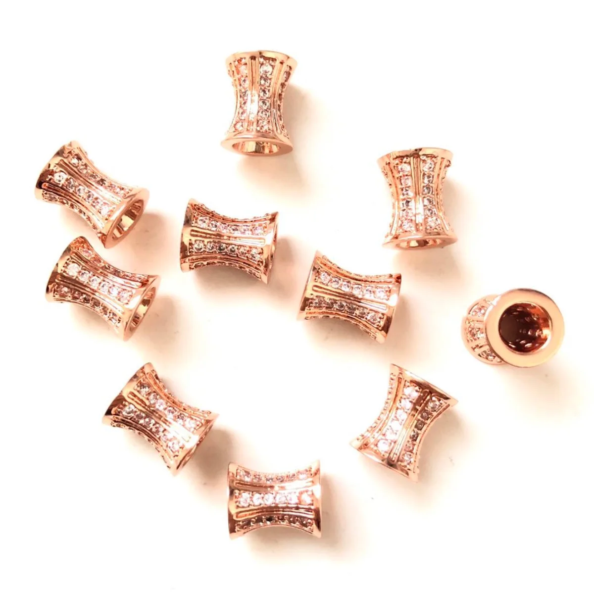 10pcs/Lot Zirconia Paved Hourglass Spacers Beads for Women Bracelets Girl Earrings Making Gold-Plated Handmade Jewelry Accessory