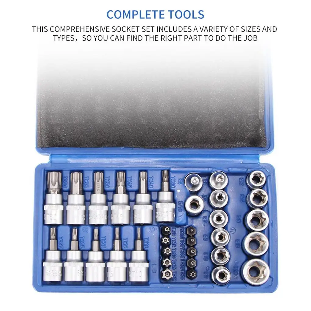 34pcs Screwdriver Sockets Set Home Professional Nutdriver Heads Screwdriver Sleeves Replace Accessory Modification