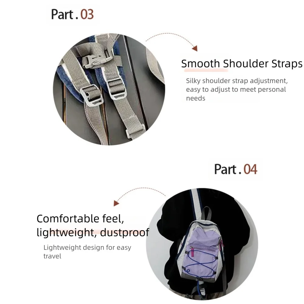 Fashion Lightweight Mini Backpack Portable Multifunctional Shoulder Bag Large Capacity School Bag Outdoor