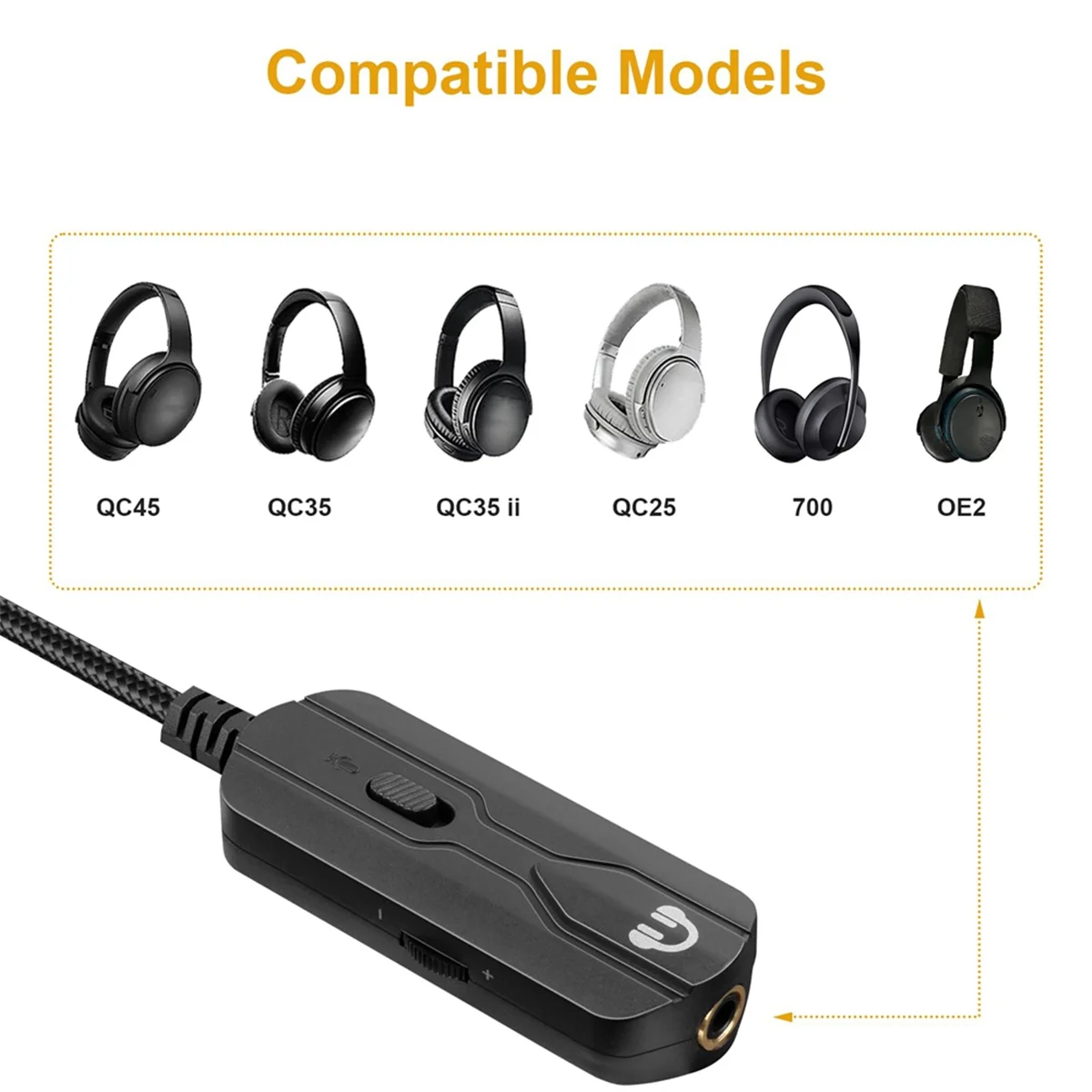 3.5MM Extension Audio Cable with Volume Control Compatible for Bose 700 OE2 QC25 QC35II QC35 QC45 Soundlink Headphone