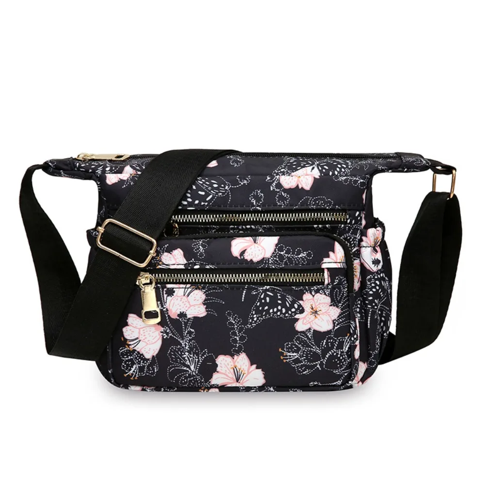 Retro Printed Oxford Shoulder Bag Minimalist Lady Messenger Bag Beach Bag Multi-layer Large Capacity Mom Commuting Bag