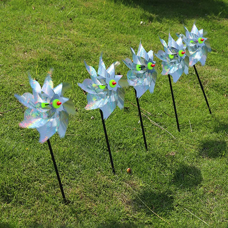 Pinwheels repelente de aves, reflectante, brillante, espantapájaros, molino de viento, Spinner, jardín, césped, patio, decoración, mantener a los