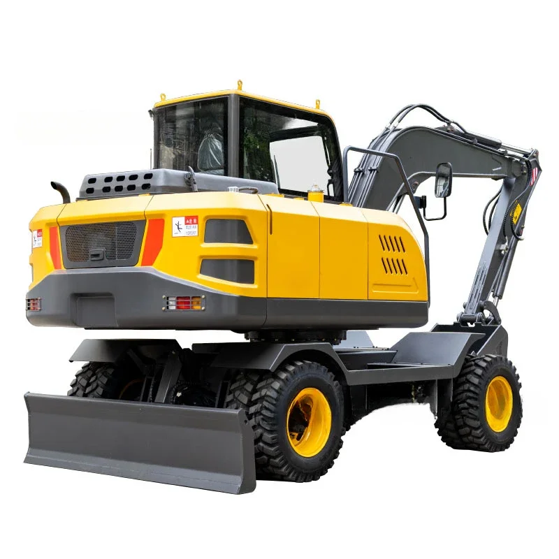 Small 80-wheel excavator wood grabber greening tree pit project 80 leather wheel excavator wood grabber pole drilling