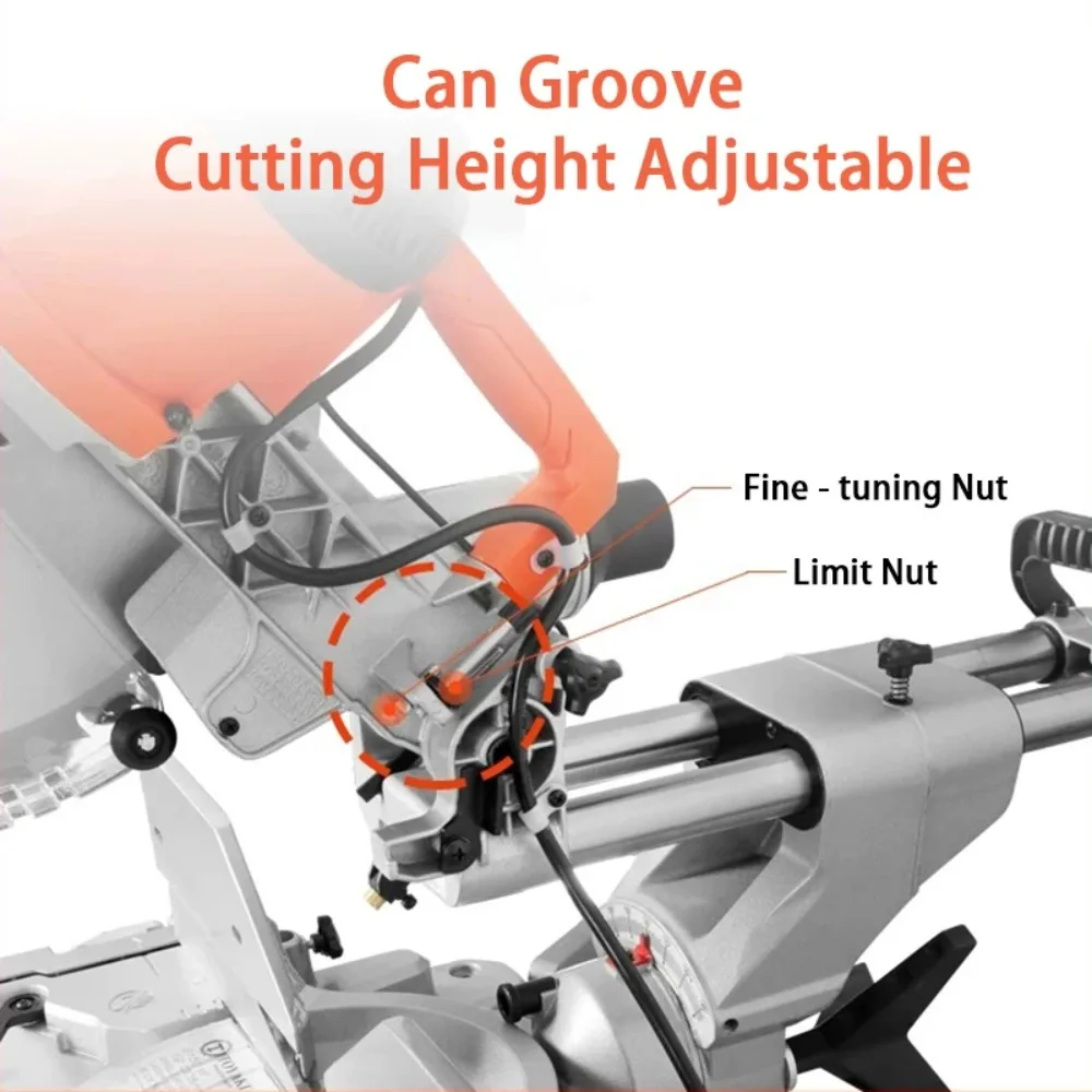 12 Inch 305mm Single Bevel Sliding Miter Saw with Laser & LED, 45° Aluminum Cutting Power Tool