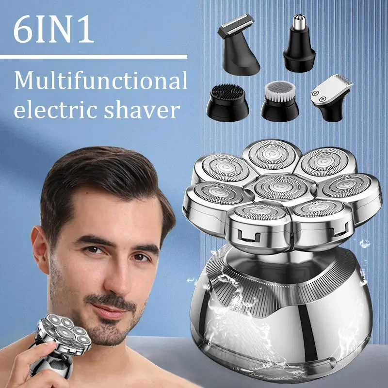 9D Electric Head Shaver for Bald Men, Upgraded 6-in-1 Head Shaver for Bald Men, Wet/Dry Grooming Kit Electric Shaver for Men