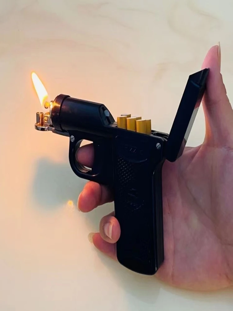 gun shaped cigarette lighter Pistol-shaped Cigarette Case Dual-use Kerosen e Lighter Hand-replicated  Creative Personality Lighter Fun Gadgets Men's Gift