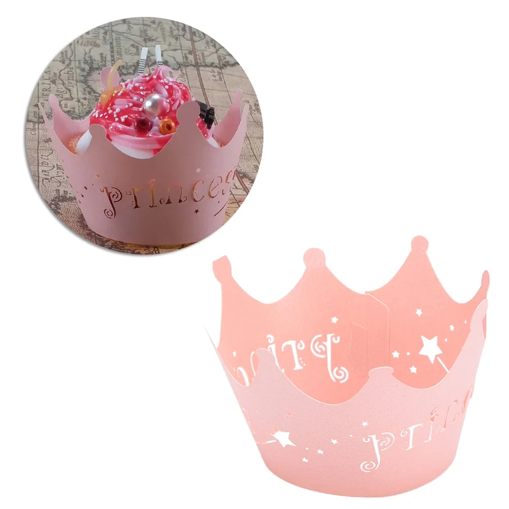 

24 Pcs Cake Wrappers Cupcake Decor Crown Wraps Lace Hollow Out Wedding Party Cookie Baking Trays Kitchen Accessories