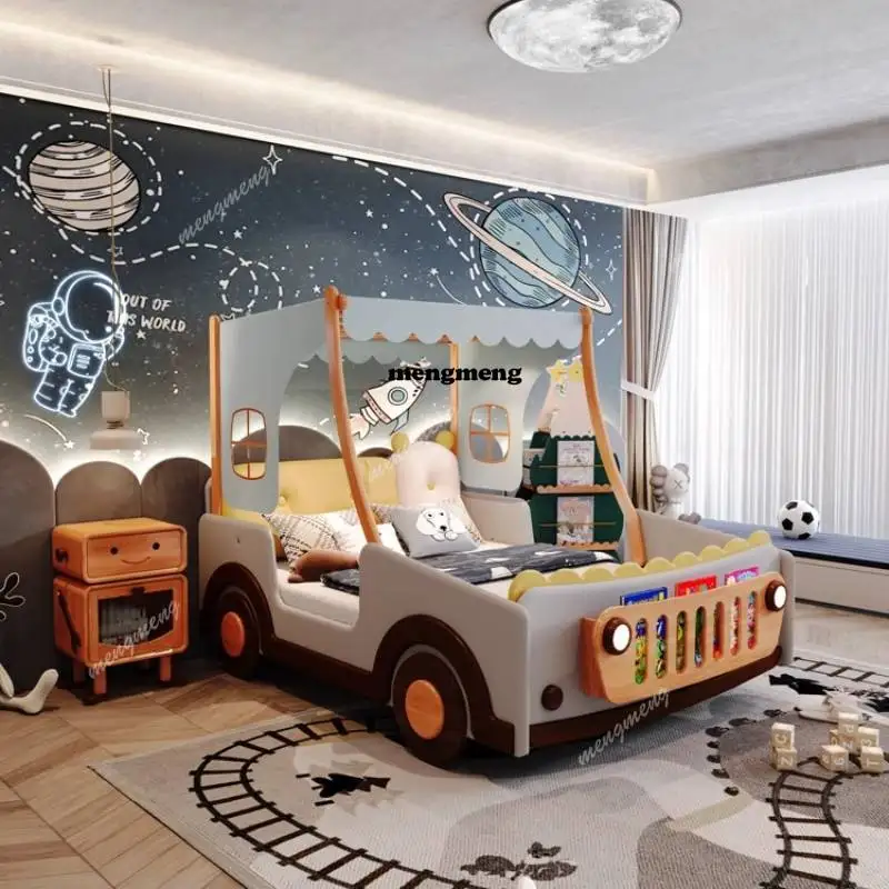

Car Shape Canopy Beds Wooden Storage Simple Single Modern Bed Frame Playpen Camas Infantiles Furniture Home