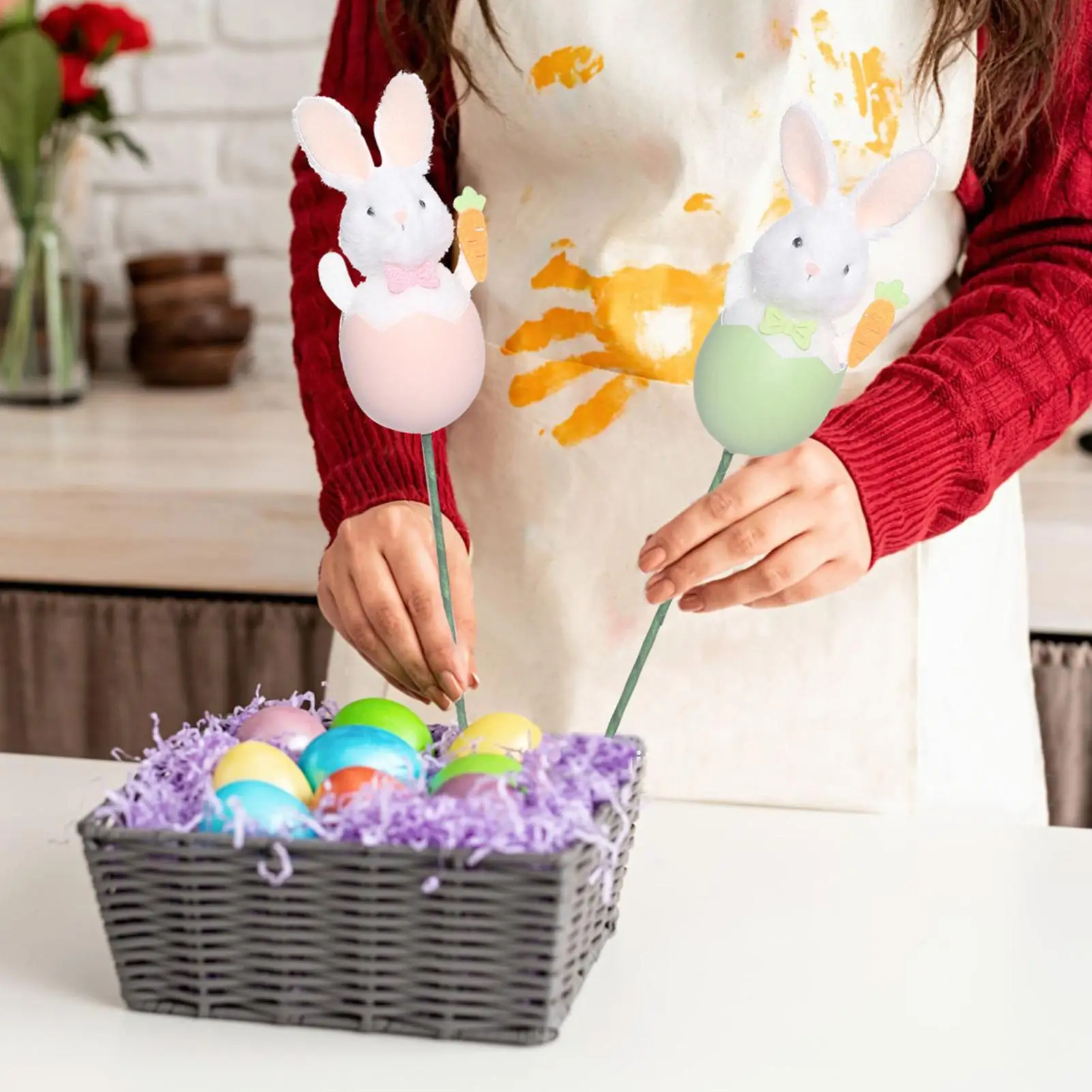 

Пасхальный кролик: набор из 3 предметов для праздничного декора, пасхальные цветочные композиции для дома, офиса, гостиной, квартиры
