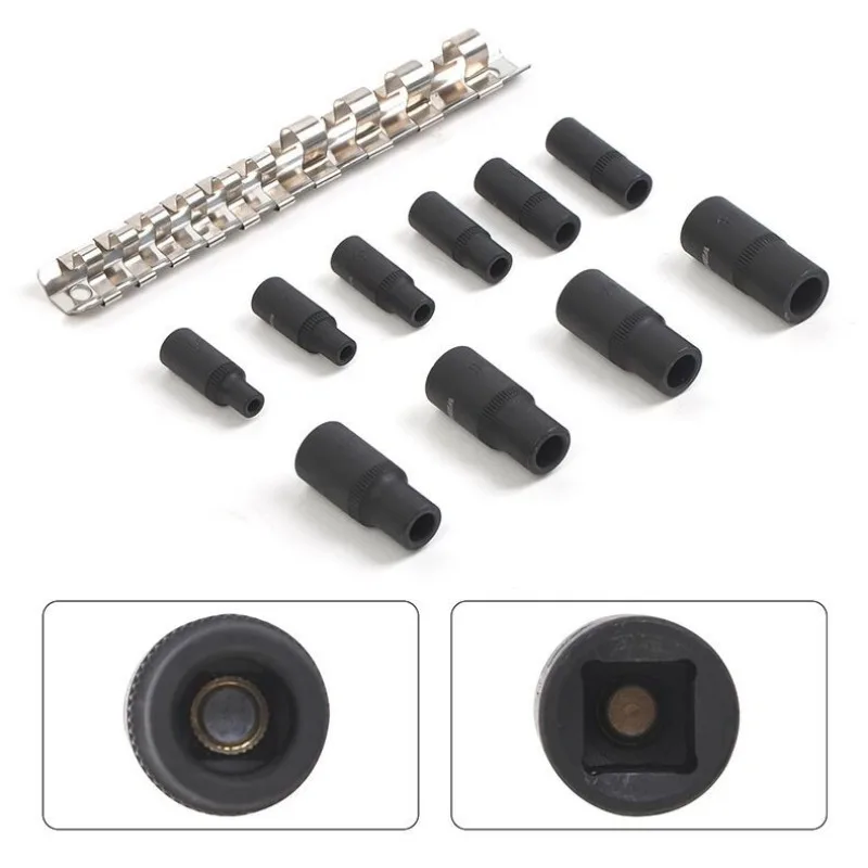 10Pcs Tap Socket Wrench Set 1/4” and 3/8” Drive External Tap Socket Adapter Torx Socket Set for Driving Rethreading Taps