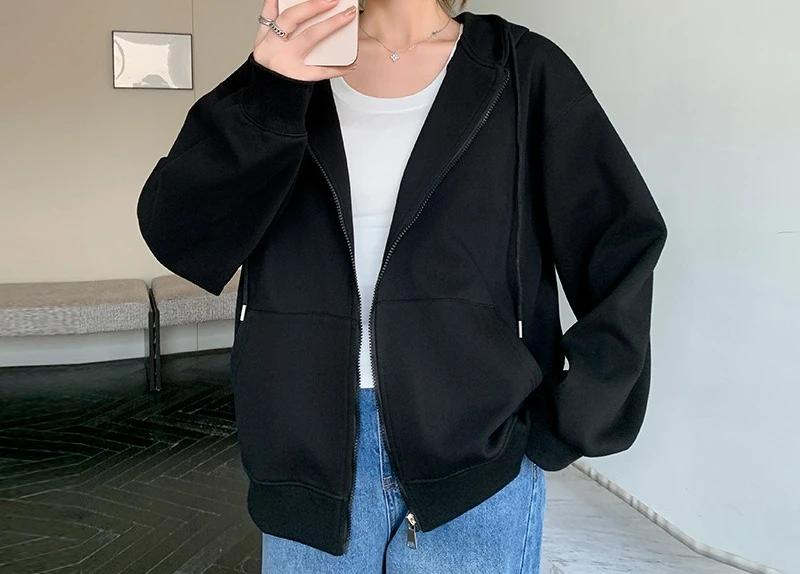 2025, Hoodie für Damen, Herbst, neue vielseitige Jacke, locker und faul, Herbst und Winter, plus Samt-Cardigan-Oberteil