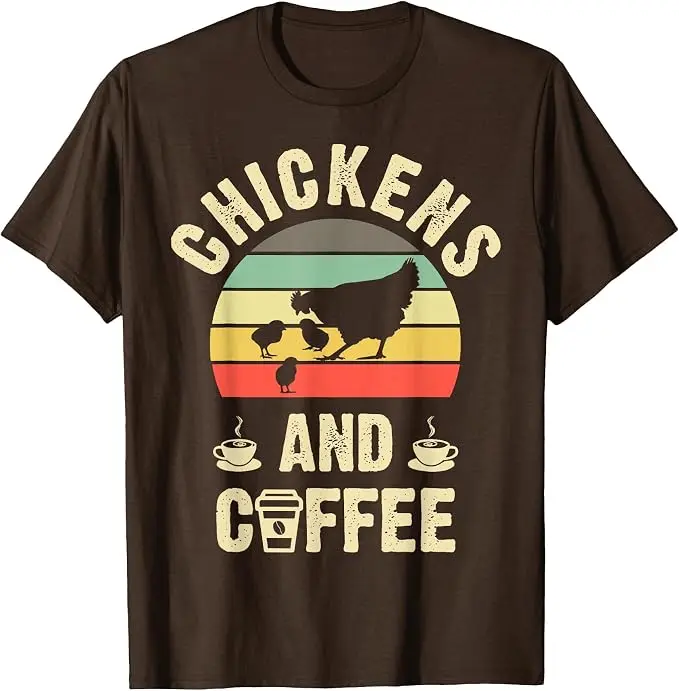 Ich mag Hühner & Kaffee Lustiges Vintage-T-Shirt mit Haustier-Motiv für Liebhaber Y2k Farmer Grafik Vintage Spruch-T-Shirt Lifestyle Weiche Baumwoll-Tops – Detail 14