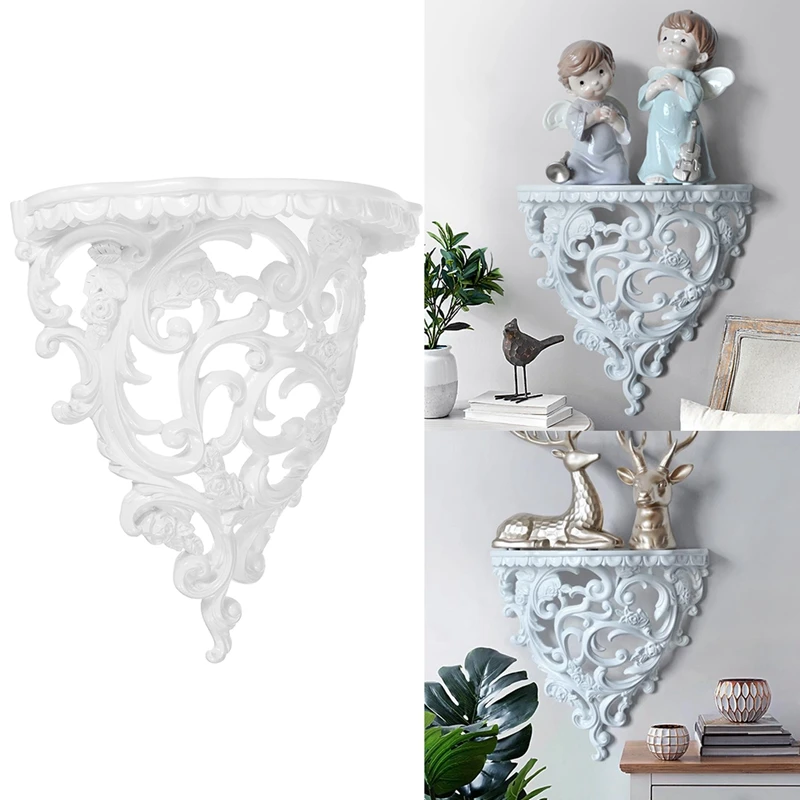 

SEWS-Baroque Style Decorative Shelves For Living Room Flowers Wall Hanging Storage Rack European Style Decor Home Cafe