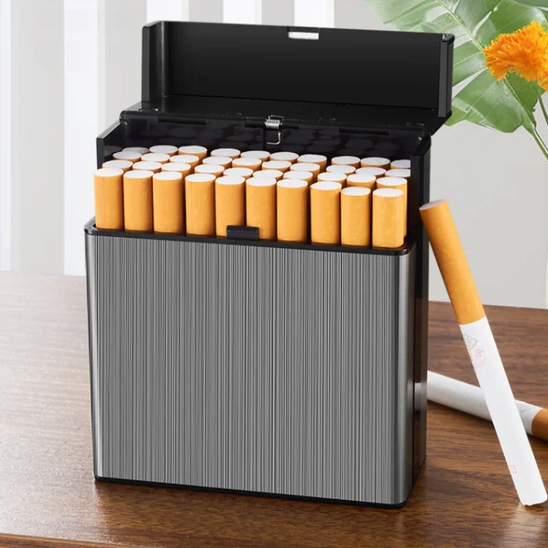 Hold 40pcs Cigarettes Large Capacity Cigarette Box Case with Automatic Flip Cover, Waterproof Portable Pocket Box Smoking Tools